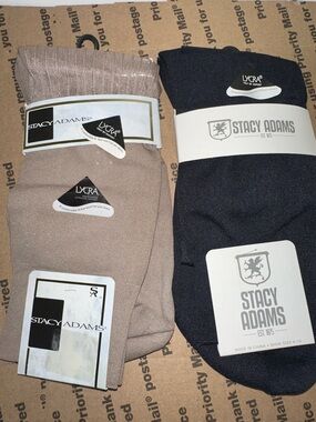 Stacy Adams Men’s Dress Socks - Black and Taupe Pair